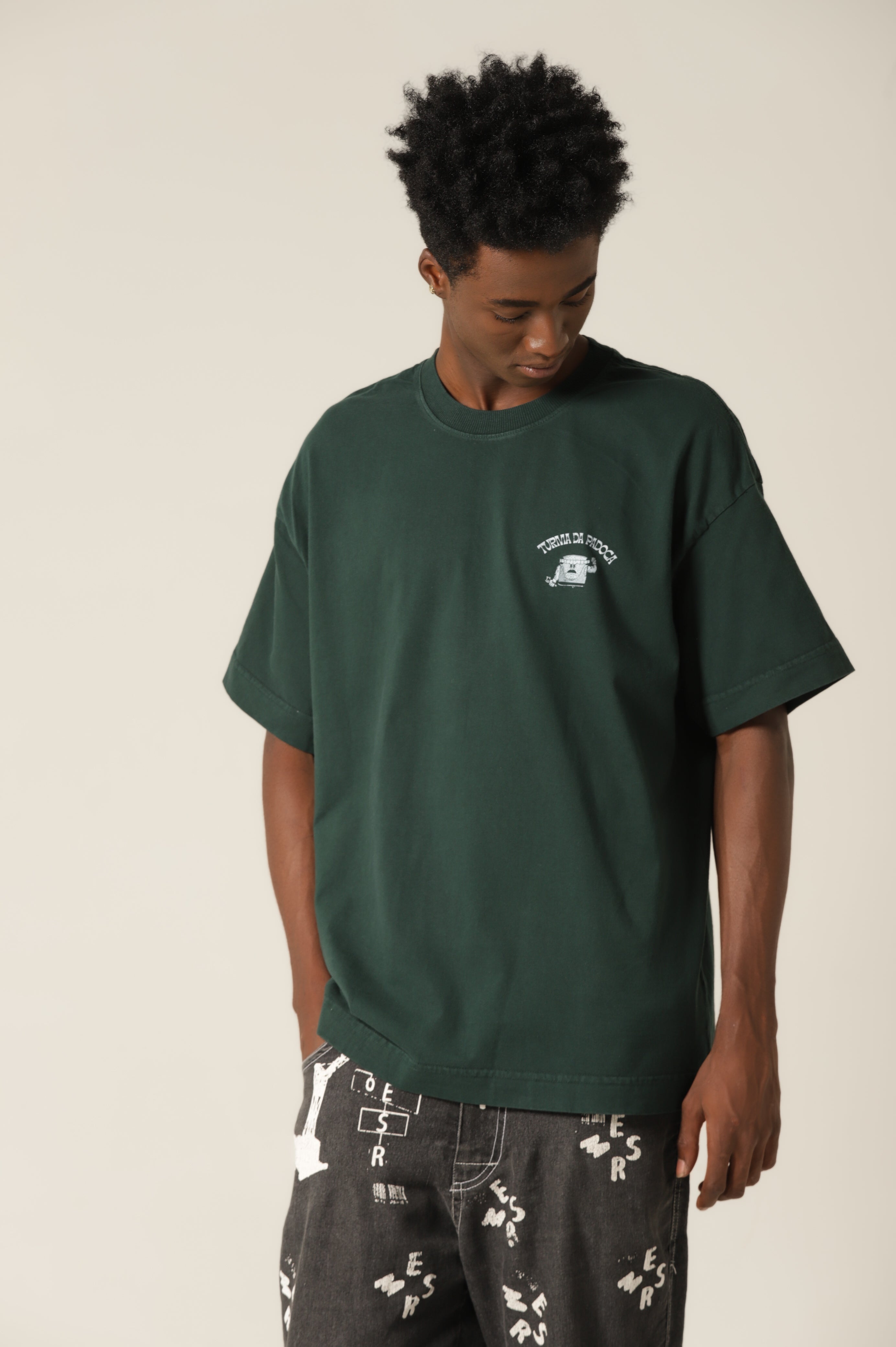 Camiseta Pão Em Forma - Verde Oversized