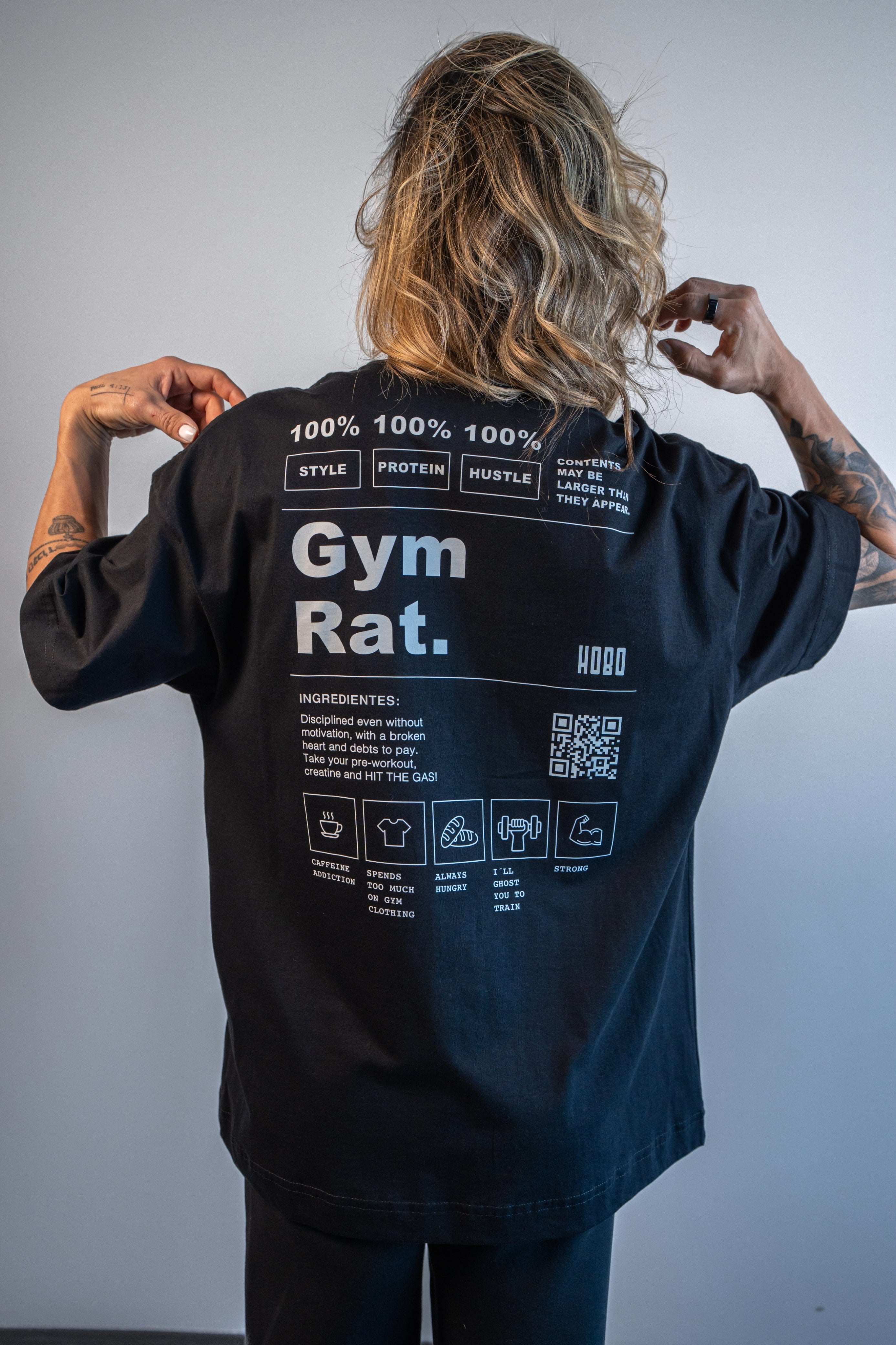 Camiseta Gym Rat - Oversized Preta