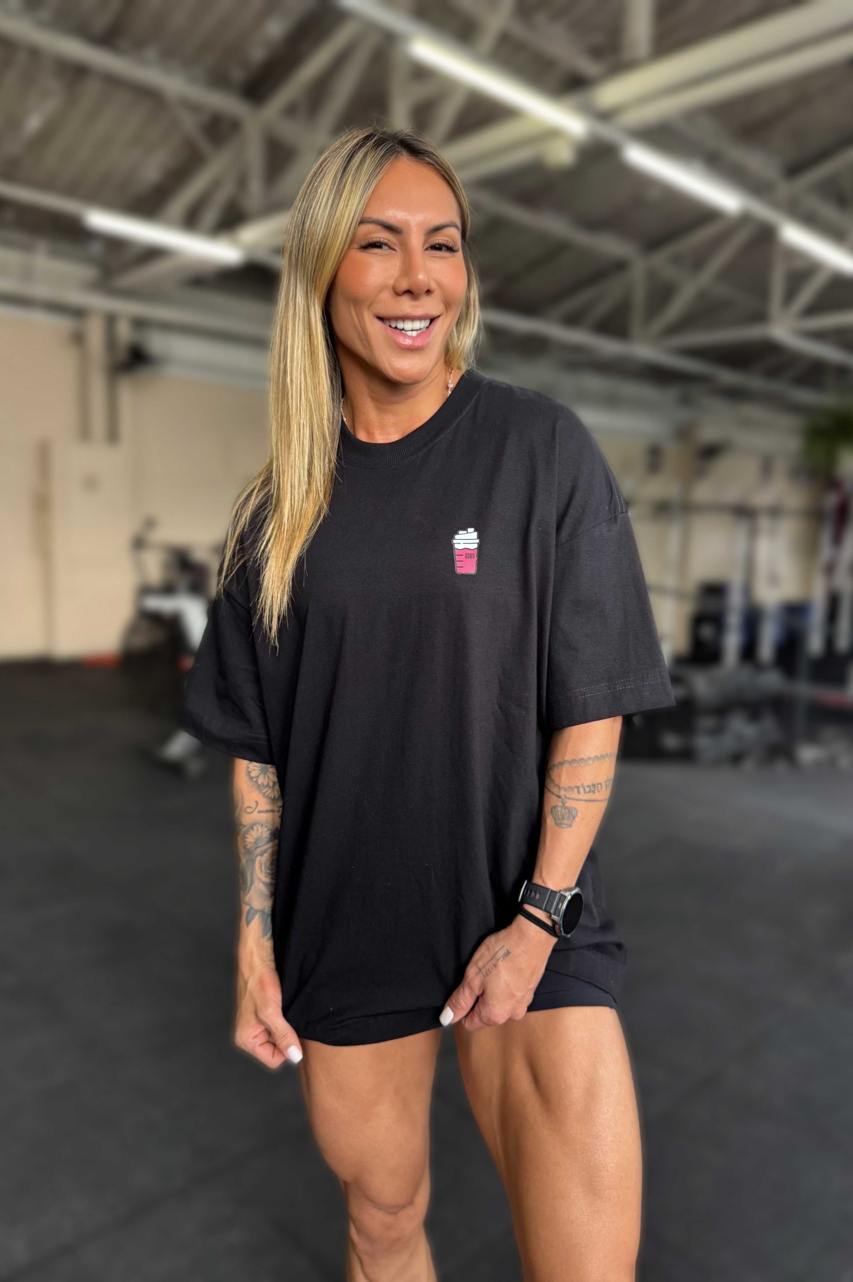 Camiseta Eat Your Protein Oversized Preta