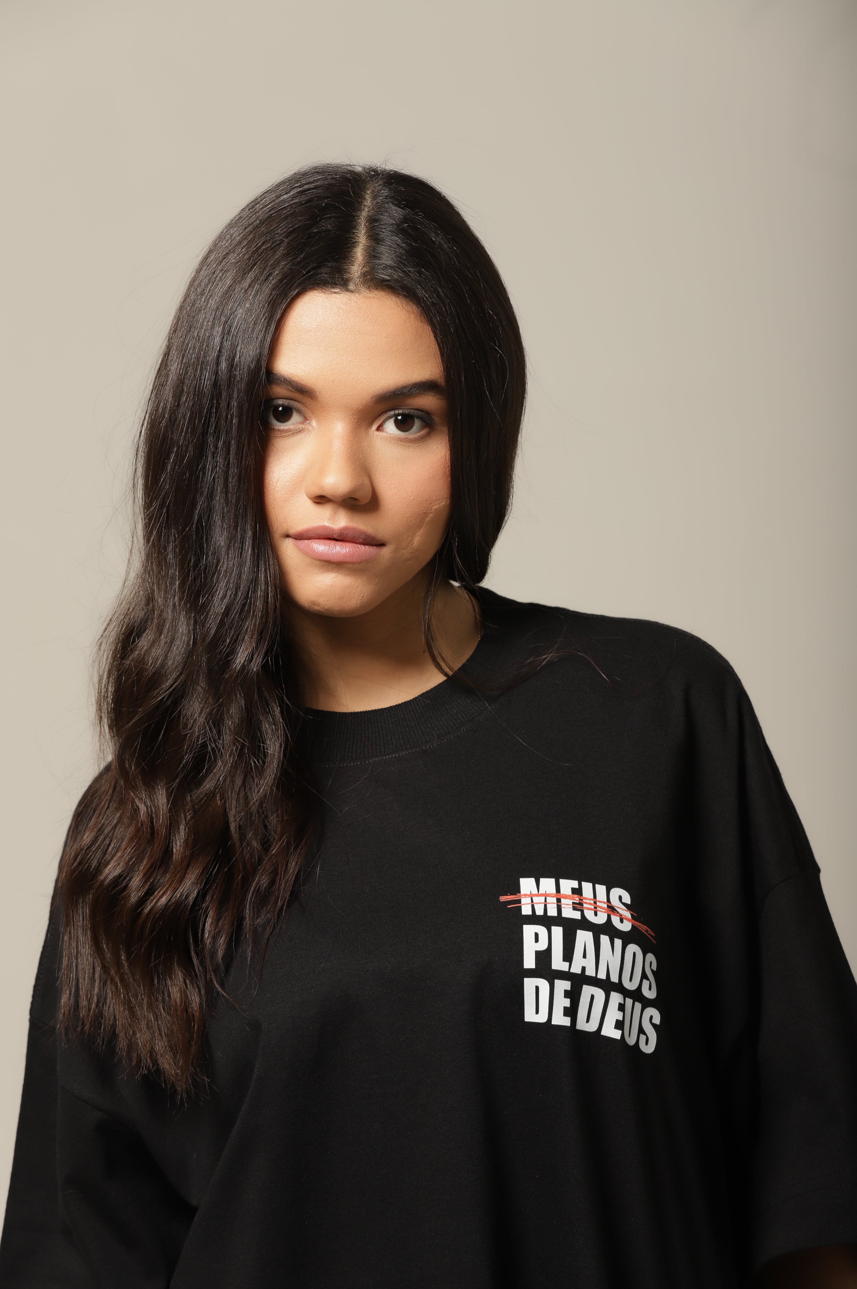 Camiseta Planos de Deus - Preta Oversized