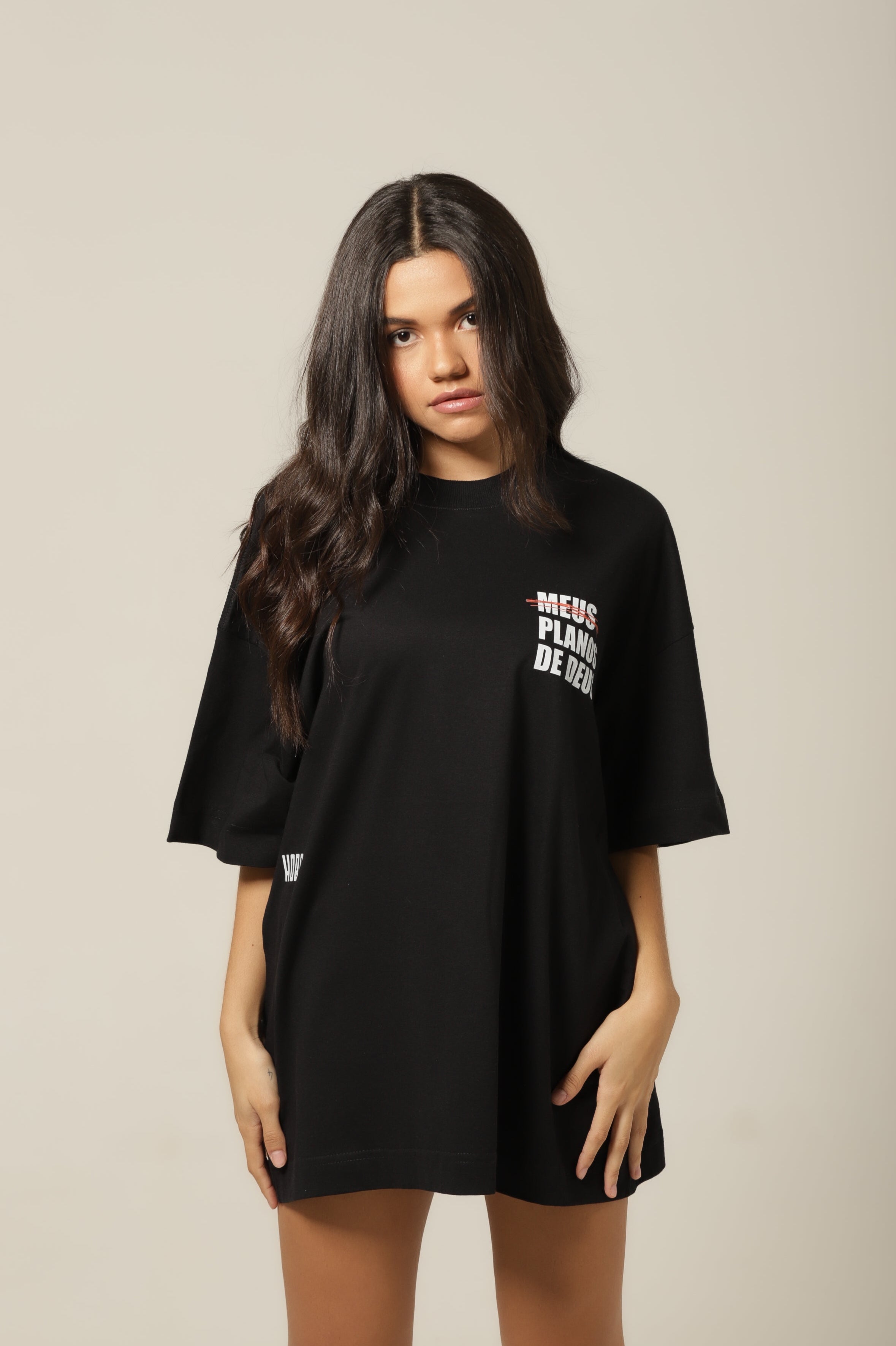 Camiseta Planos de Deus - Preta Oversized