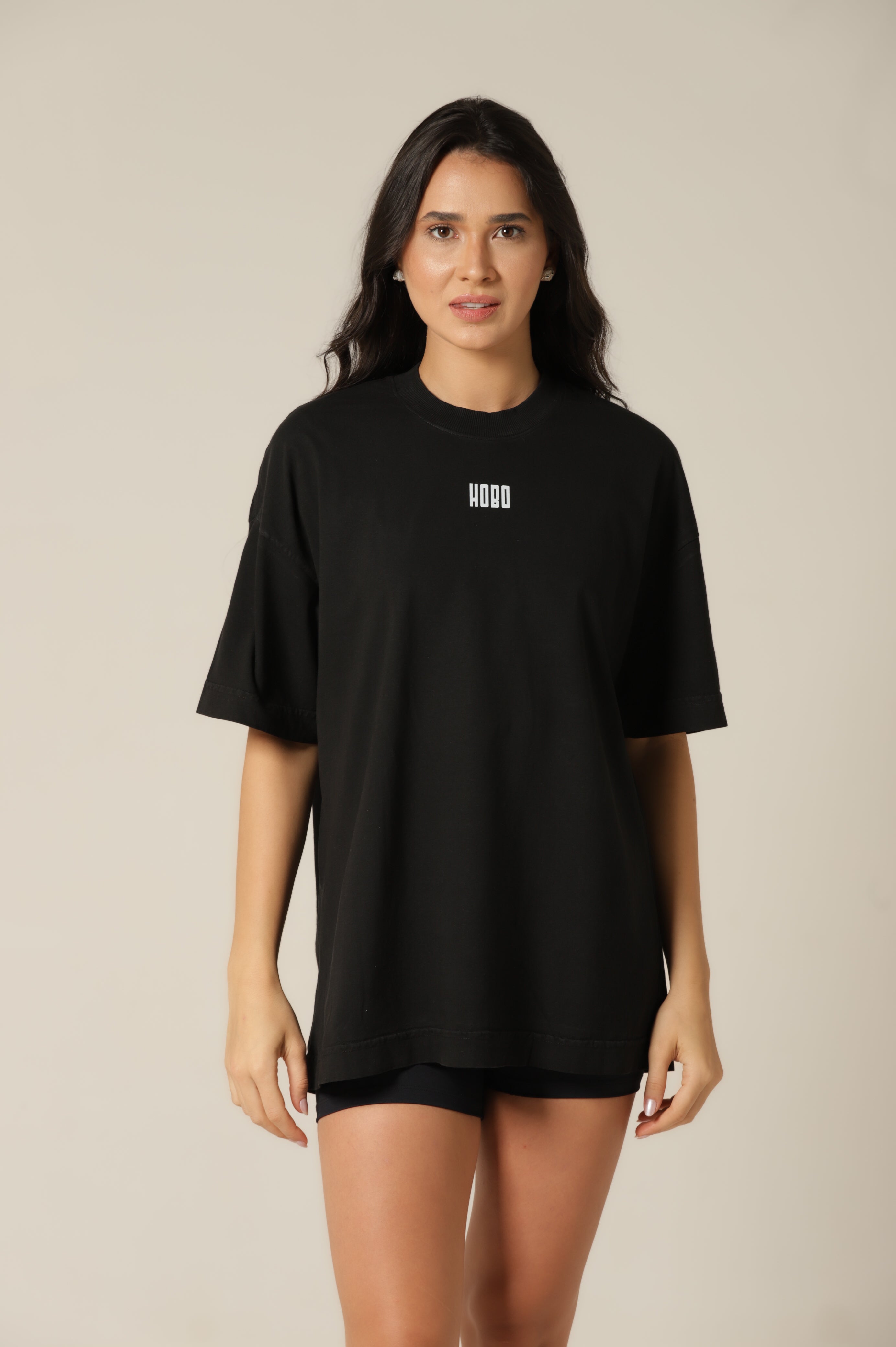 Camiseta Oversized Viver - Preto [ Estampa Branca ]