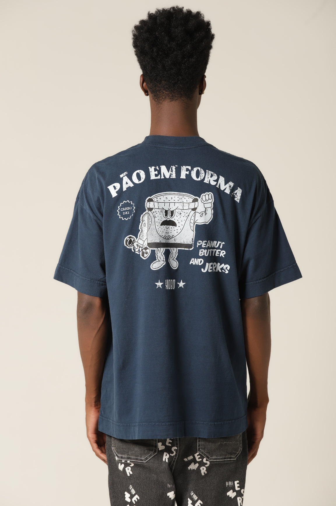 Camiseta Oversized Pão Em Forma - Azul Petróleo