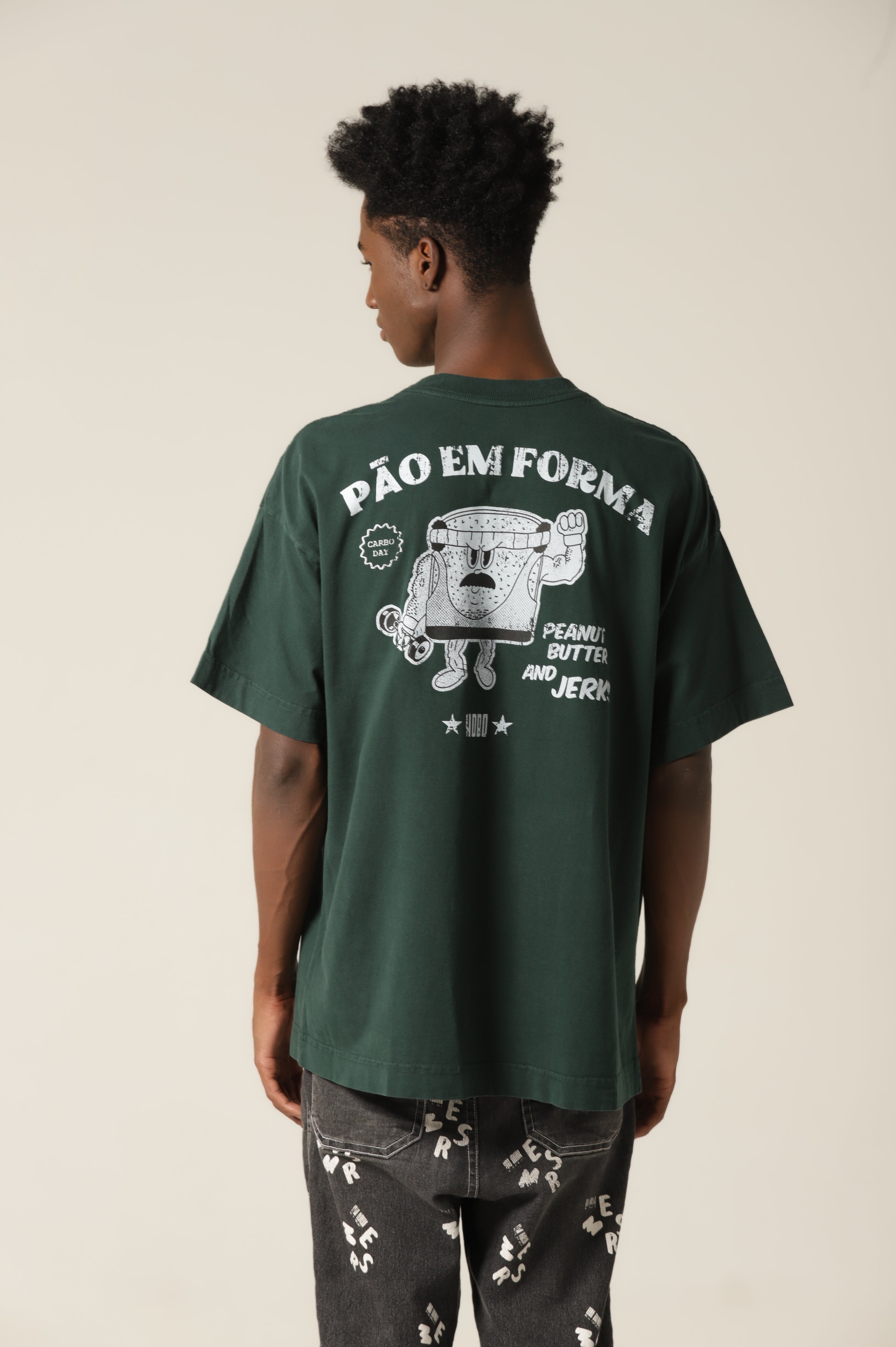 Camiseta Oversized Pão Em Forma - Verde Floresta