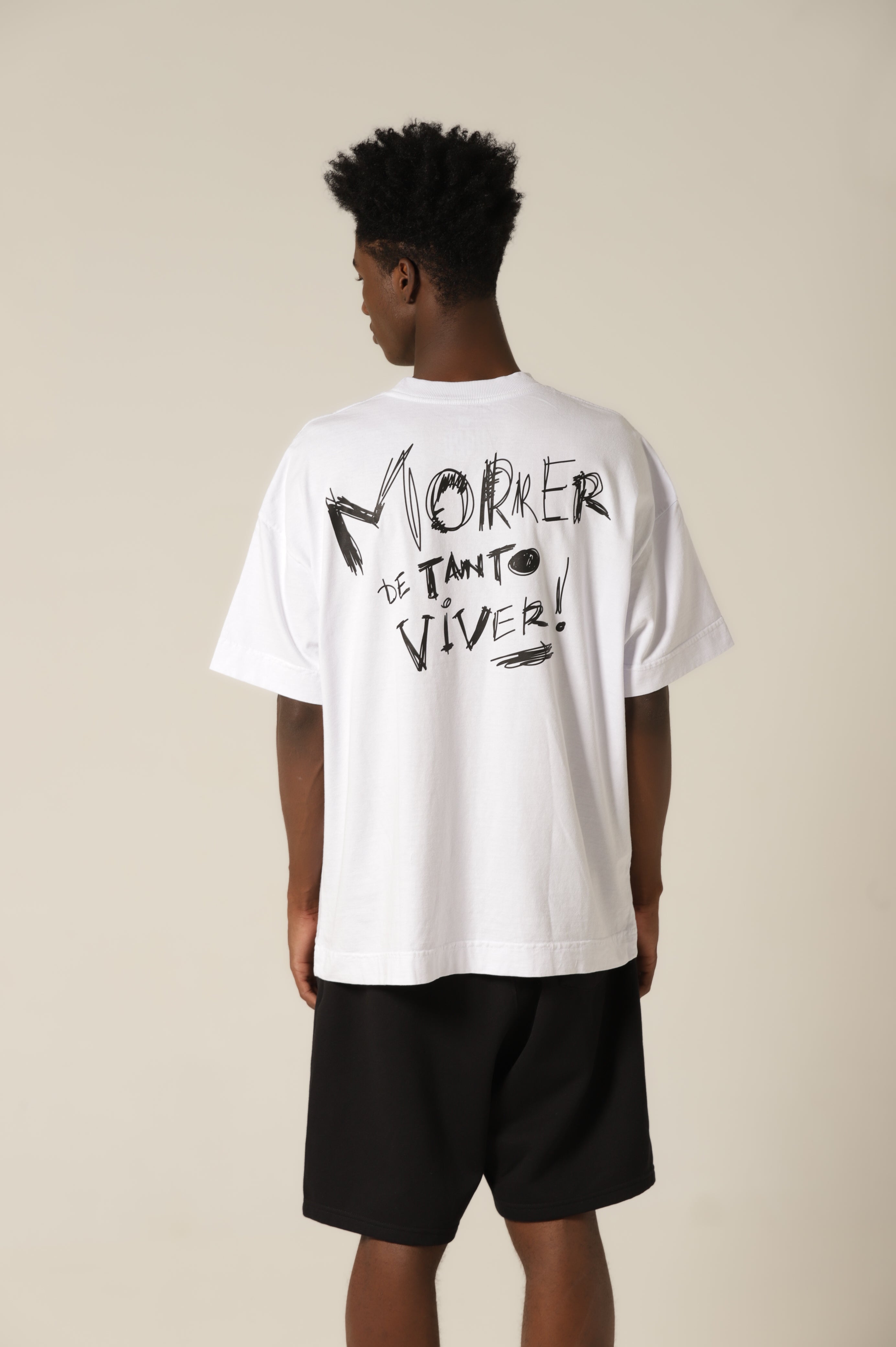 Camiseta Oversized Viver - Branco [ Estampa Preta ]