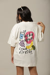 Camiseta Beba Água - Oversized Off White